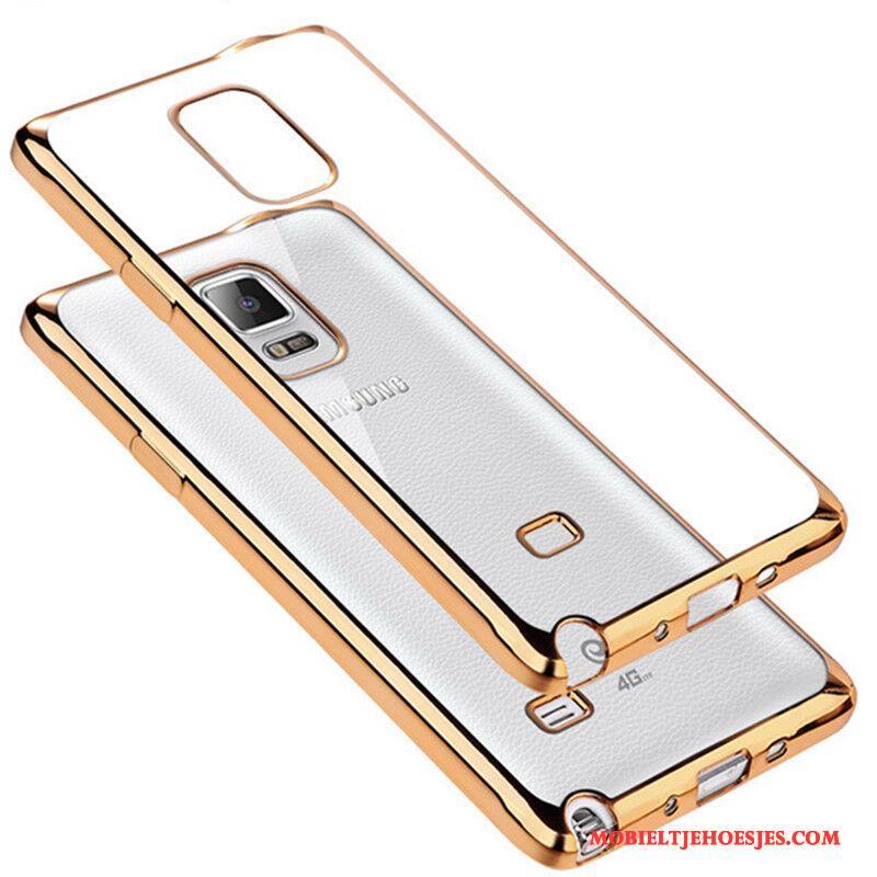 Samsung Galaxy Note 4 Siliconen Doorzichtig Anti-fall Goud Plating Bescherming Hoesje Telefoon