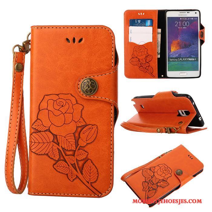 Samsung Galaxy Note 4 Zacht Hoes Hoesje Telefoon Clamshell Ster Siliconen Oranje