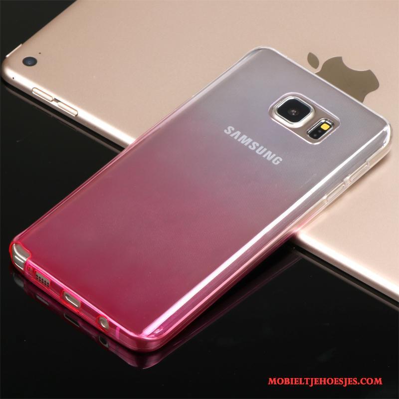 Samsung Galaxy Note 5 Hoes Siliconen Rood Ster Bescherming Hoesje Telefoon Doorzichtig