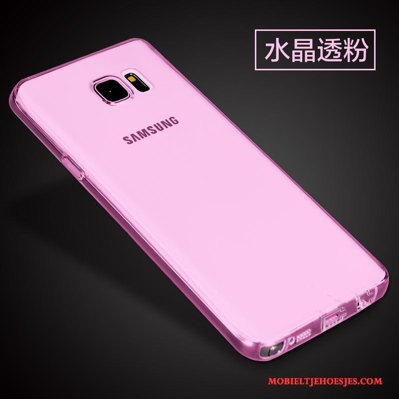 Samsung Galaxy Note 5 Hoesje Dun Hoes Siliconen Doorzichtig Mobiele Telefoon Roze Anti-fall