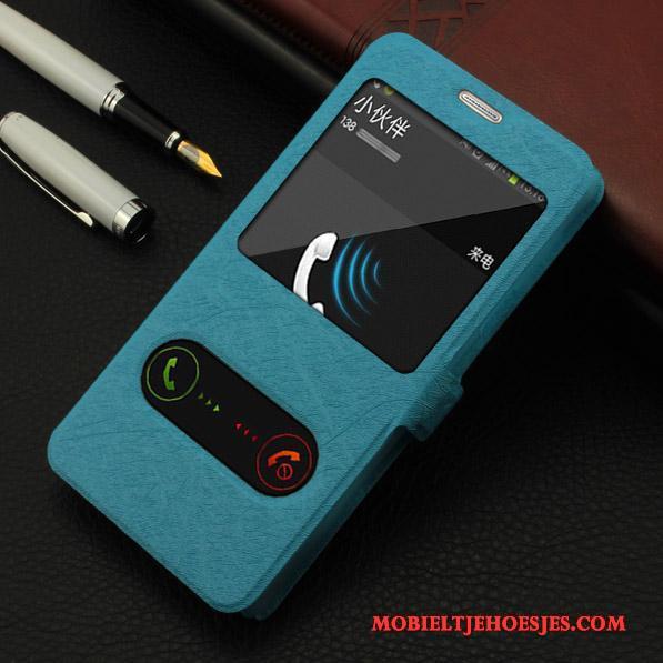 Samsung Galaxy Note 5 Hoesje Folio Telefoon Blauw Mobiele Telefoon Leren Etui Ster