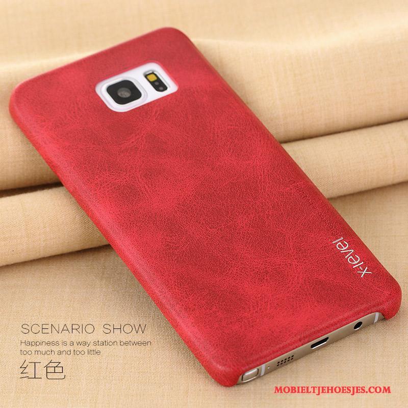 Samsung Galaxy Note 5 Hoesje Ster Leren Etui Anti-fall Mobiele Telefoon Bescherming Rood Bedrijf