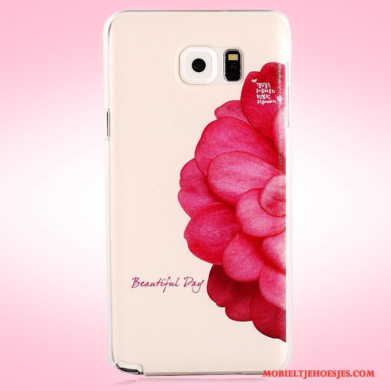 Samsung Galaxy Note 5 Schrobben Bloemen Geel Geschilderd Ster Hoes Hoesje Telefoon