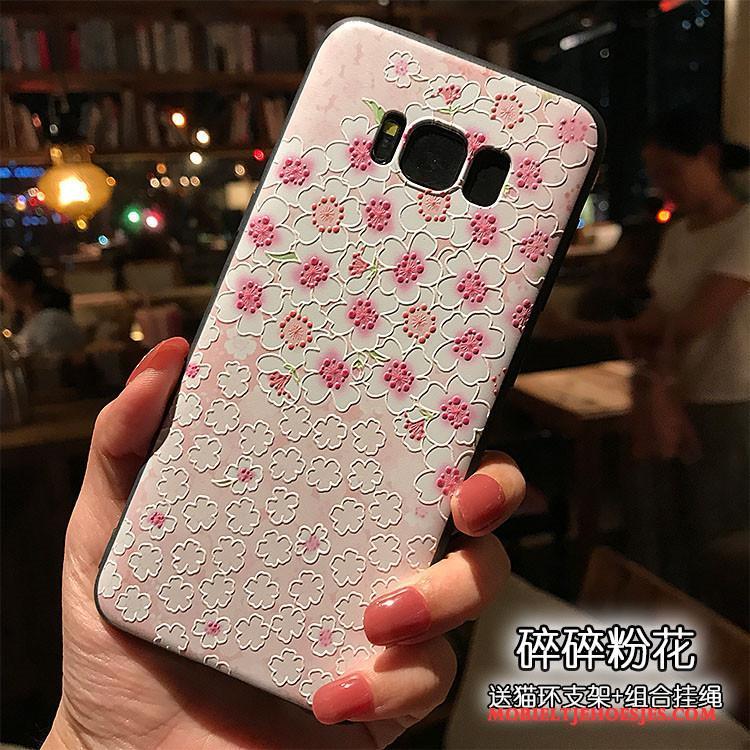 Samsung Galaxy Note 5 Zwart Bloemen Reliëf Roze Hoesje Telefoon Ster Zacht