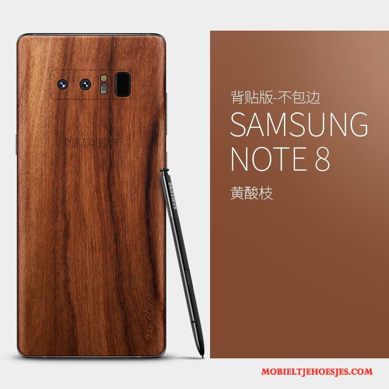 Samsung Galaxy Note 8 Bescherming Hoesje Dun Telefoon Ster Massief Hout Tas