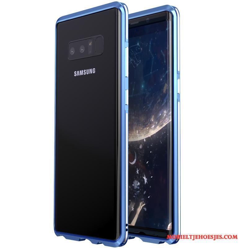 Samsung Galaxy Note 8 Hoesje Blauw Bescherming Ster Metaal Telefoon Omlijsting