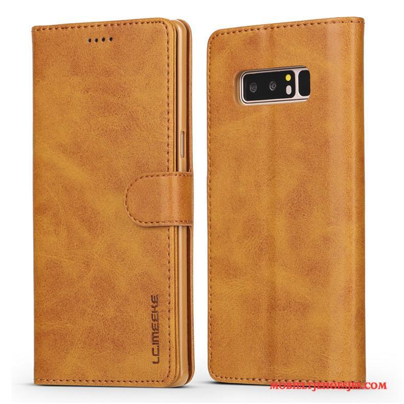 Samsung Galaxy Note 8 Hoesje Geel Bedrijf Mobiele Telefoon Anti-fall Clamshell Leren Etui Bescherming