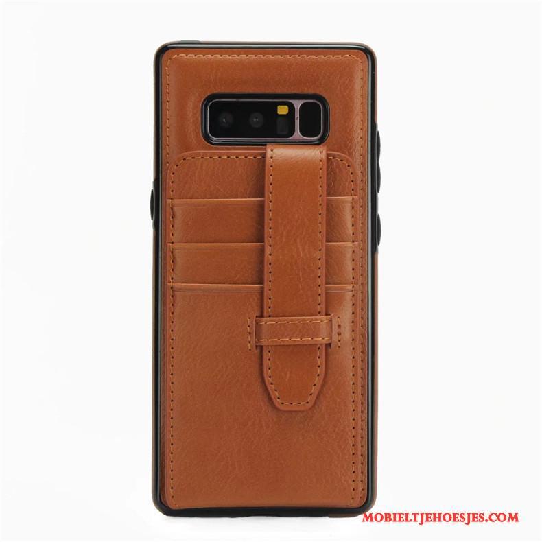 Samsung Galaxy Note 8 Mobiele Telefoon Hoesje Bruin Bescherming Anti-fall Hanger Portemonnee