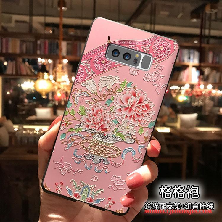 Samsung Galaxy Note 8 Siliconen Ster Hanger Hoesje Telefoon Roze Wind Trend