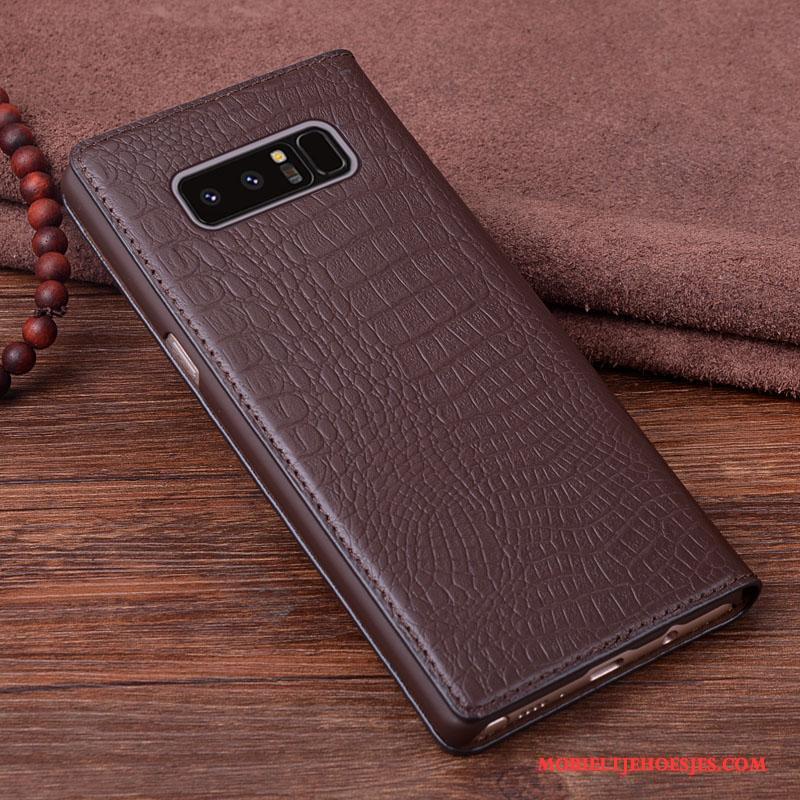 Samsung Galaxy Note 8 Ster Hoes Echt Leer Bescherming Hoesje Telefoon Mobiele Telefoon Leren Etui