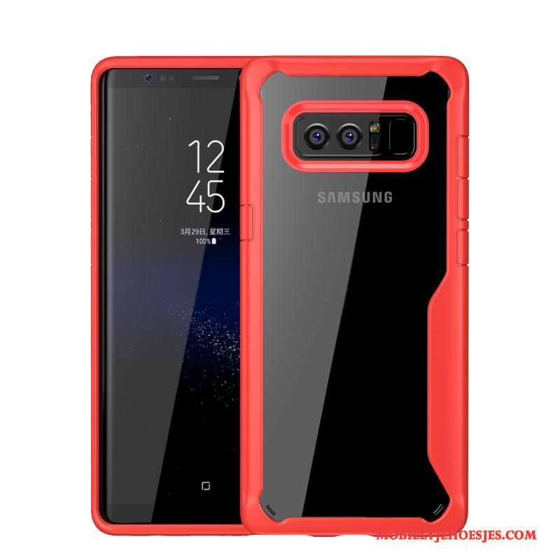 Samsung Galaxy Note 8 Zacht Hoesje Telefoon All Inclusive Ster Rood Doorzichtig Bescherming