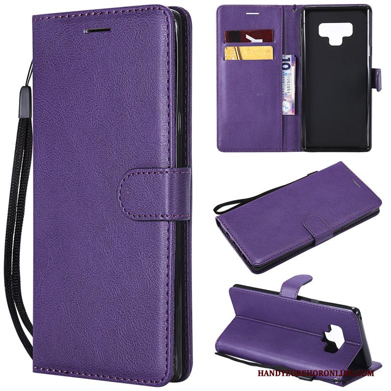 Samsung Galaxy Note 9 Effen Kleur Hoesje Telefoon Anti-fall Folio Purper Ster Bescherming