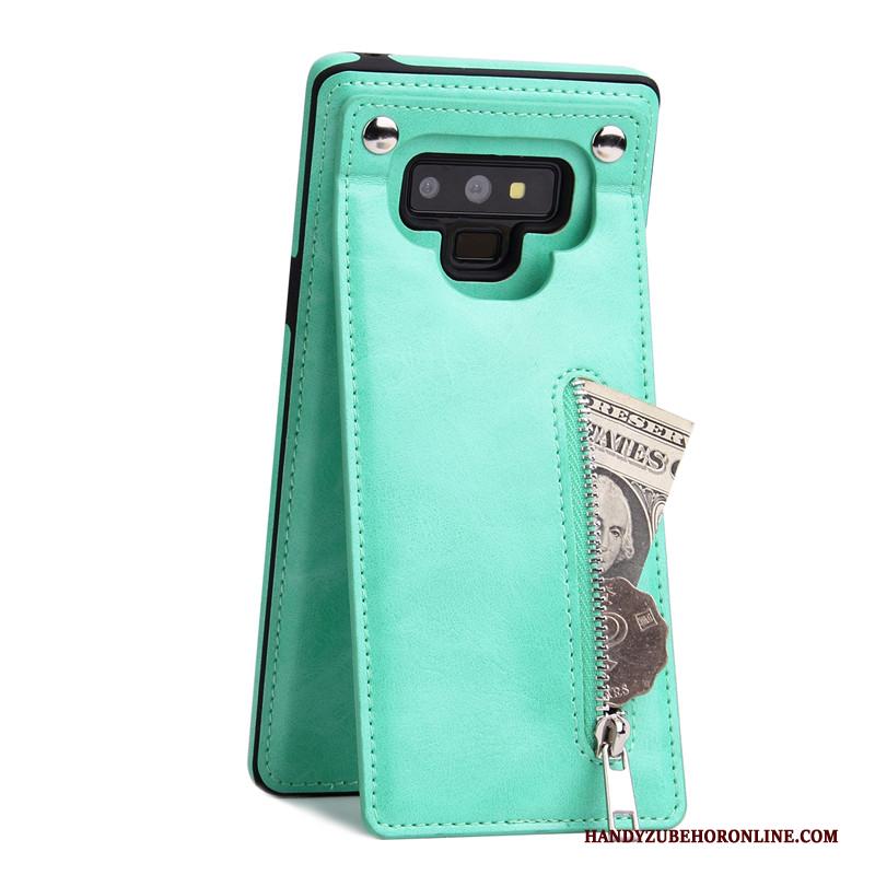 Samsung Galaxy Note 9 Groen Rits Leren Etui Portemonnee Ster Bescherming Hoesje Telefoon