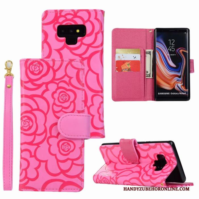 Samsung Galaxy Note 9 Leren Etui Zacht Folio Anti-fall Bescherming Rood Hoesje Telefoon