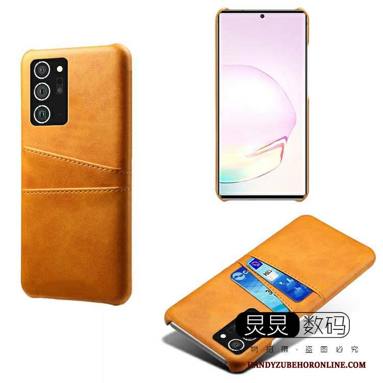 Samsung Galaxy Note20 Hoesje Telefoon Ster Vintage Geel Kaart Leren Etui