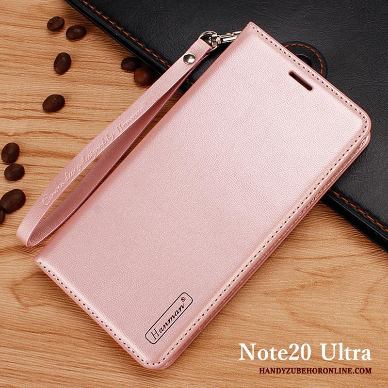 Samsung Galaxy Note20 Ultra Ster Clamshell Roze Hoesje Telefoon Leren Etui Portemonnee