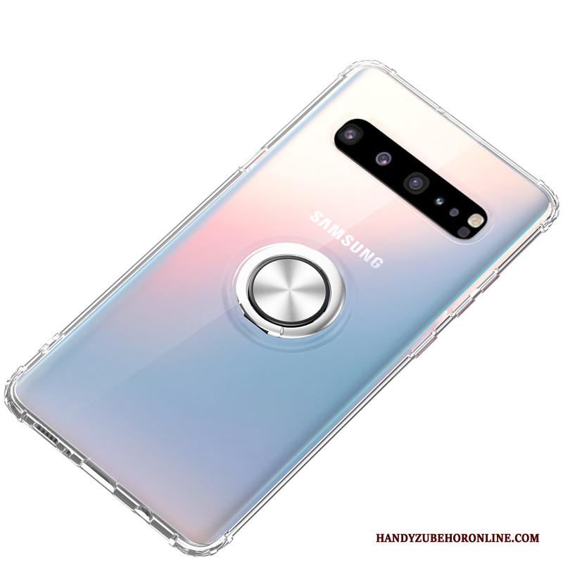 Samsung Galaxy S10 5g Auto Magnetisch Ondersteuning Hoesje Telefoon Siliconen Ring Wit