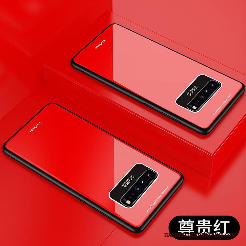 Samsung Galaxy S10 5g Hoesje Skärmskydd Rood Trend Glas Hard Ster Hoes