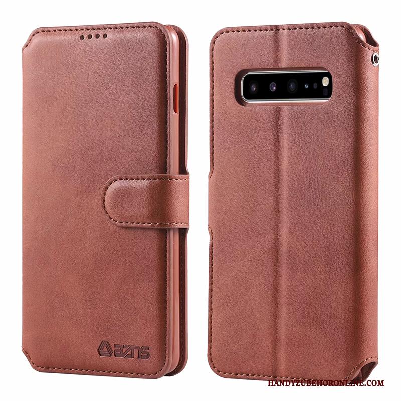 Samsung Galaxy S10 5g Leren Etui Hoesje Telefoon Bescherming Clamshell Ster Folio