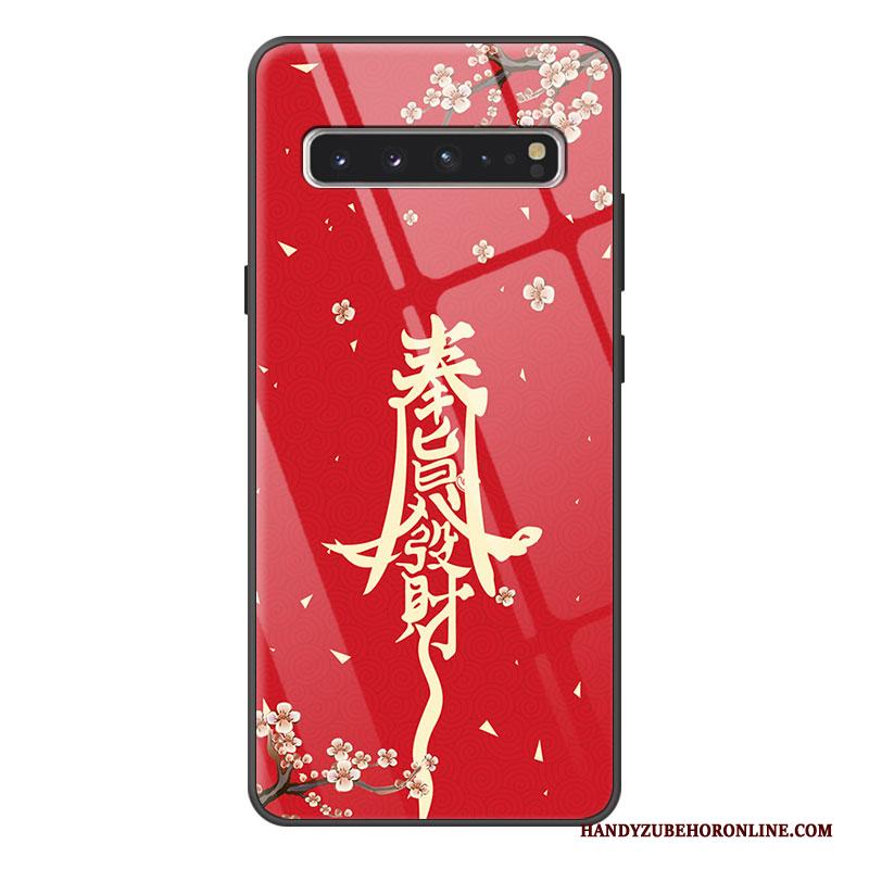 Samsung Galaxy S10 5g Persoonlijk All Inclusive Siliconen Hoesje Telefoon Rood Trendy Merk Glas