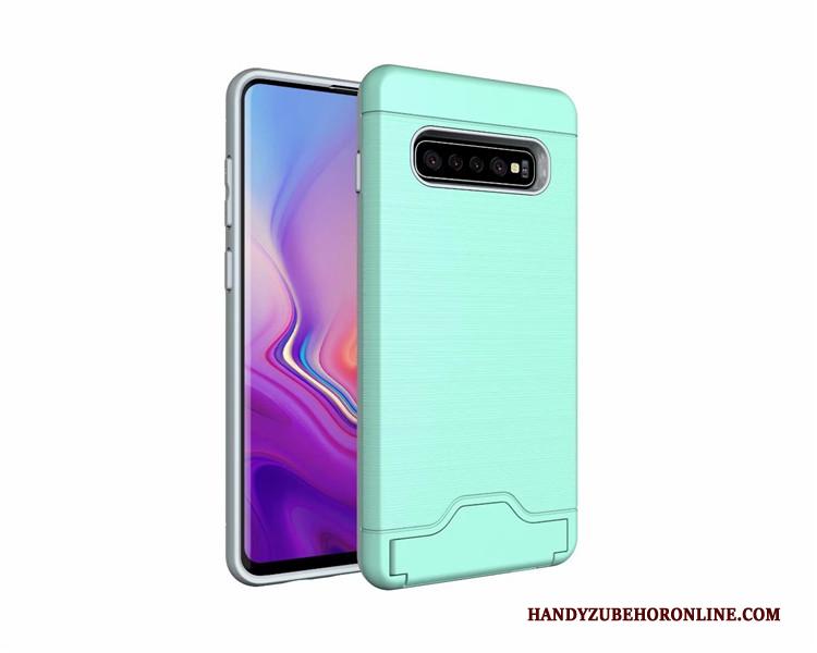 Samsung Galaxy S10+ Anti-fall Bescherming Hoes Ondersteuning Hoesje Telefoon Groen Kaart