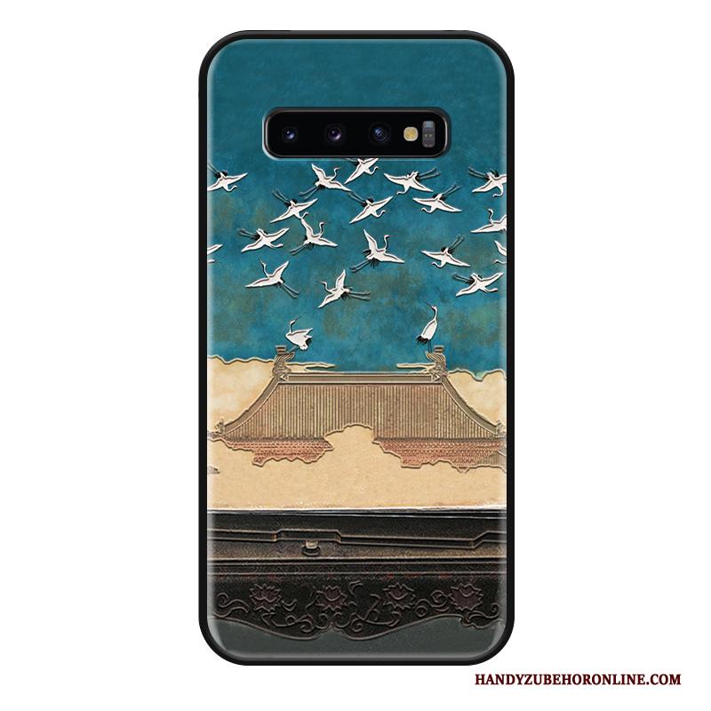 Samsung Galaxy S10 Hoesje Reliëf Siliconen Scheppend Anti-fall Ster Chinese Stijl Hoes