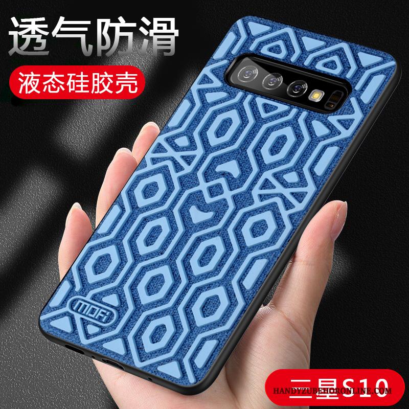 Samsung Galaxy S10 Hoesje Scheppend Blauw Schrobben Nieuw Trend Hoes Siliconen