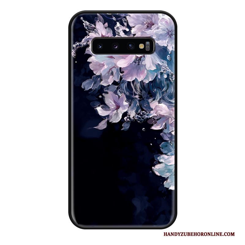 Samsung Galaxy S10 Hoesje Ster Bloemen Siliconen Reliëf Zwart Anti-fall Bescherming