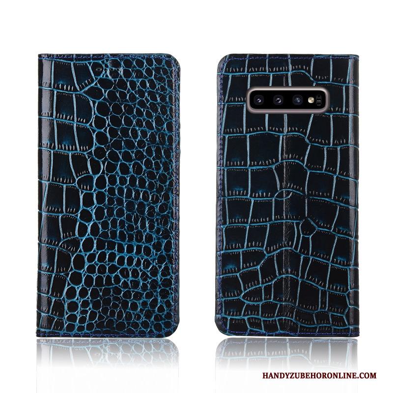 Samsung Galaxy S10+ Hoesje Telefoon Anti-fall Mobiele Telefoon All Inclusive Blauw Leren Etui Nieuw