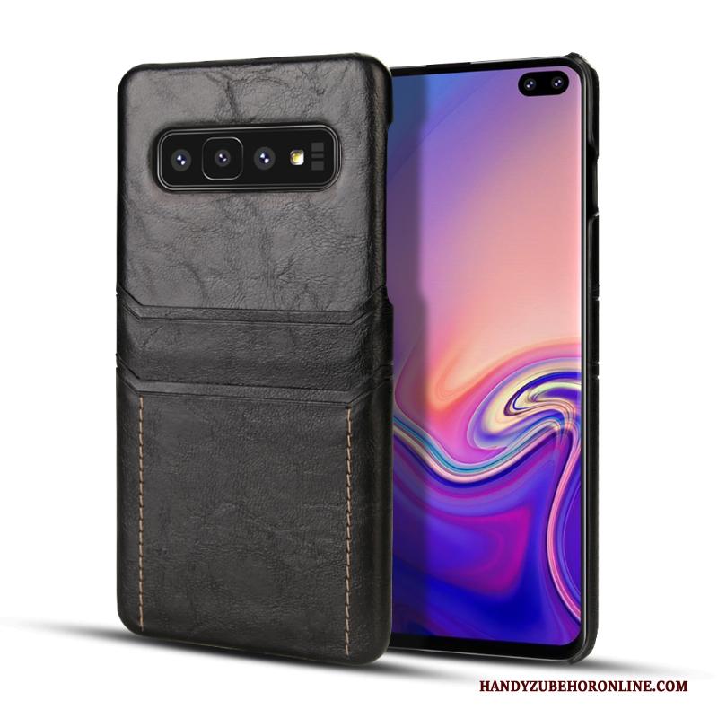 Samsung Galaxy S10+ Hoesje Telefoon Bedrijf Jeugd Anti-fall Ster Zwart Leren Etui