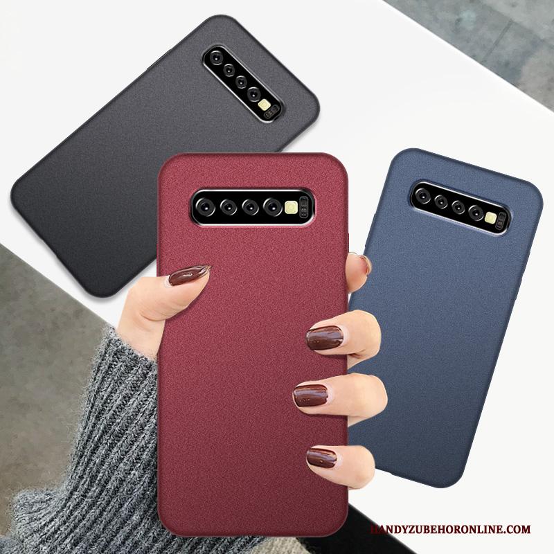 Samsung Galaxy S10+ Hoesje Telefoon Rood Skärmskydd Anti-fall Fluweel Ster Tempereren