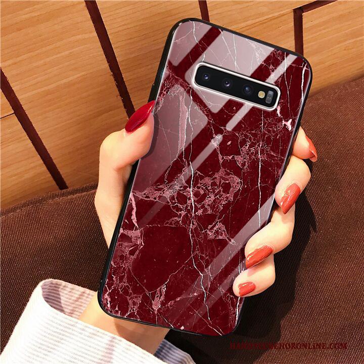 Samsung Galaxy S10+ Hoesje Wijnrood Zacht Net Red Trendy Merk Anti-fall Mode Scheppend