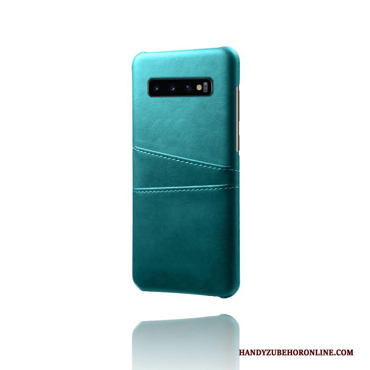 Samsung Galaxy S10 Kaart Bescherming Leren Etui Blauw Hoes Hoesje Telefoon Mobiele Telefoon