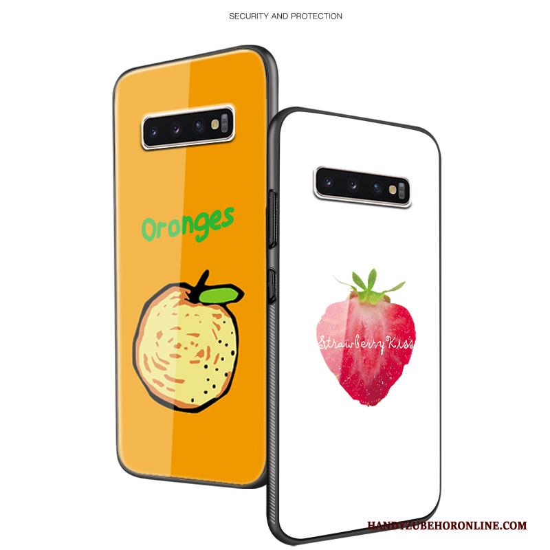 Samsung Galaxy S10 Mooie Hoesje Kunst Mini Anti-fall Siliconen Geel