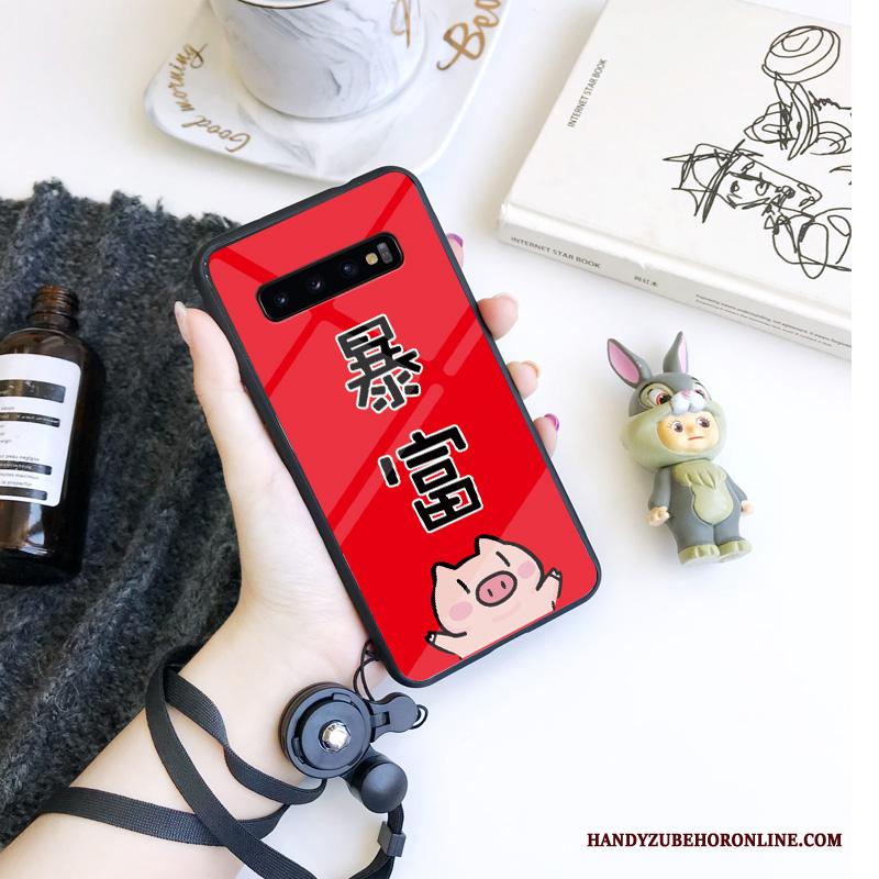 Samsung Galaxy S10 Net Red Hoesje Telefoon Anti-fall Trendy Merk Gehard Glas Bescherming Mode