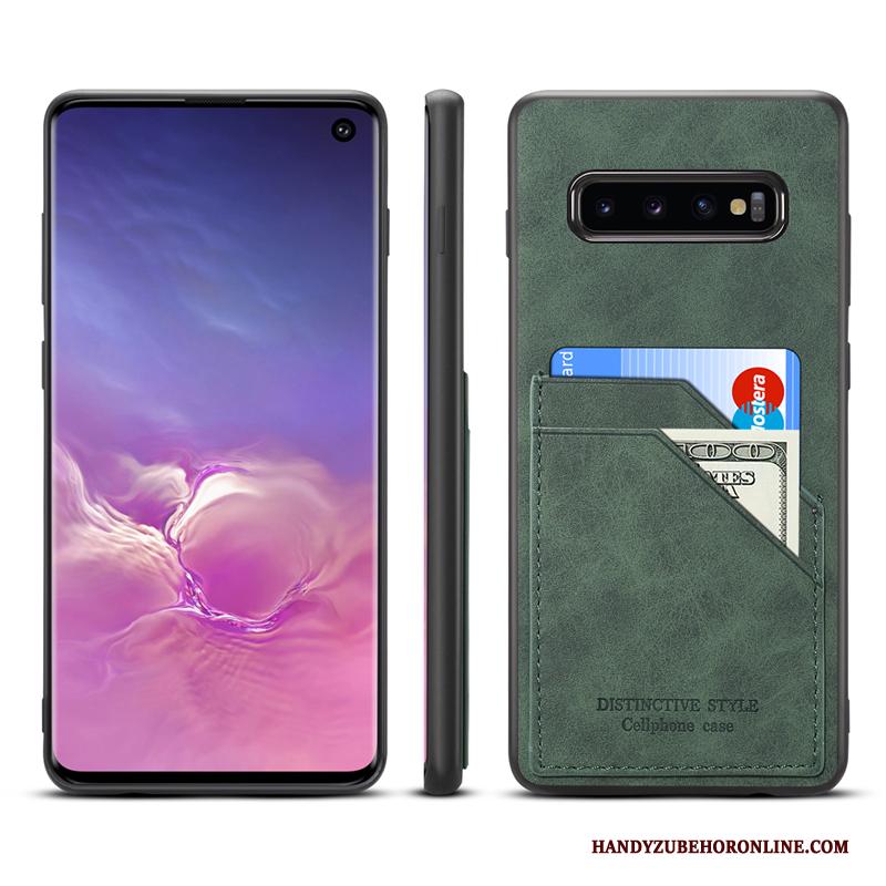 Samsung Galaxy S10 Siliconen Echt Leer Hoesje Bescherming Groen Ster All Inclusive