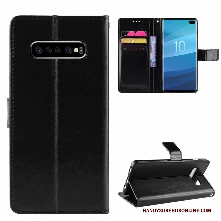 Samsung Galaxy S10+ Ster Hoesje Telefoon Bescherming Ondersteuning Kaart Leren Etui Anti-fall