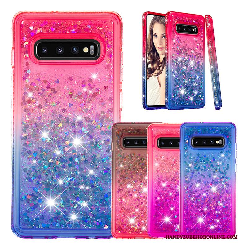 Samsung Galaxy S10+ Zacht Blauw Verloop Drijfzand Hoesje Telefoon Bescherming Purper