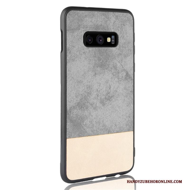 Samsung Galaxy S10e Denim Gemengde Kleuren All Inclusive Hoesje Telefoon Grijs Hard Leer