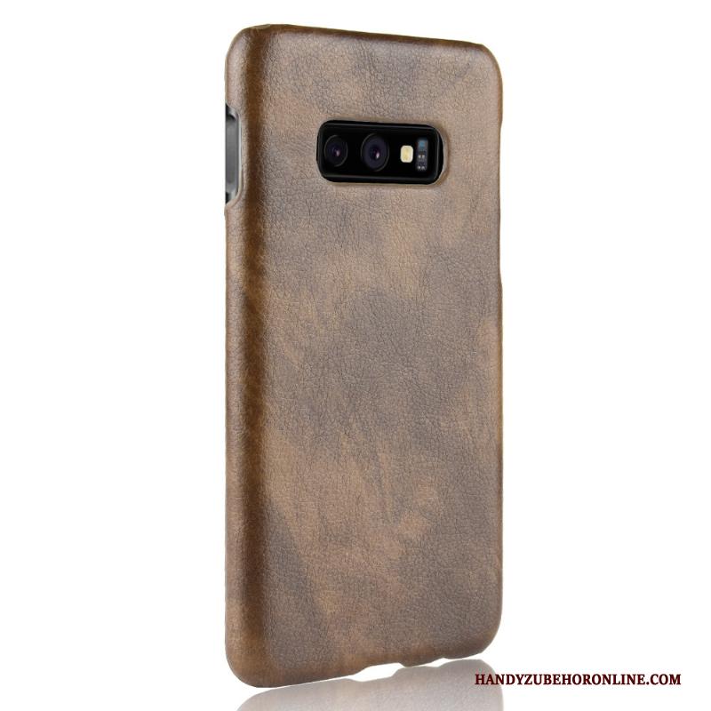 Samsung Galaxy S10e Hoesje Leer Schrobben Tas Soort Aziatische Vrucht Ster Vintage Bescherming