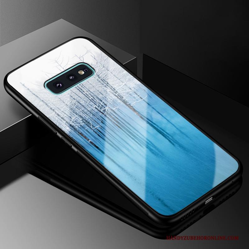 Samsung Galaxy S10e Hoesje Wind Mobiele Telefoon Blauw Ster Bescherming Glas