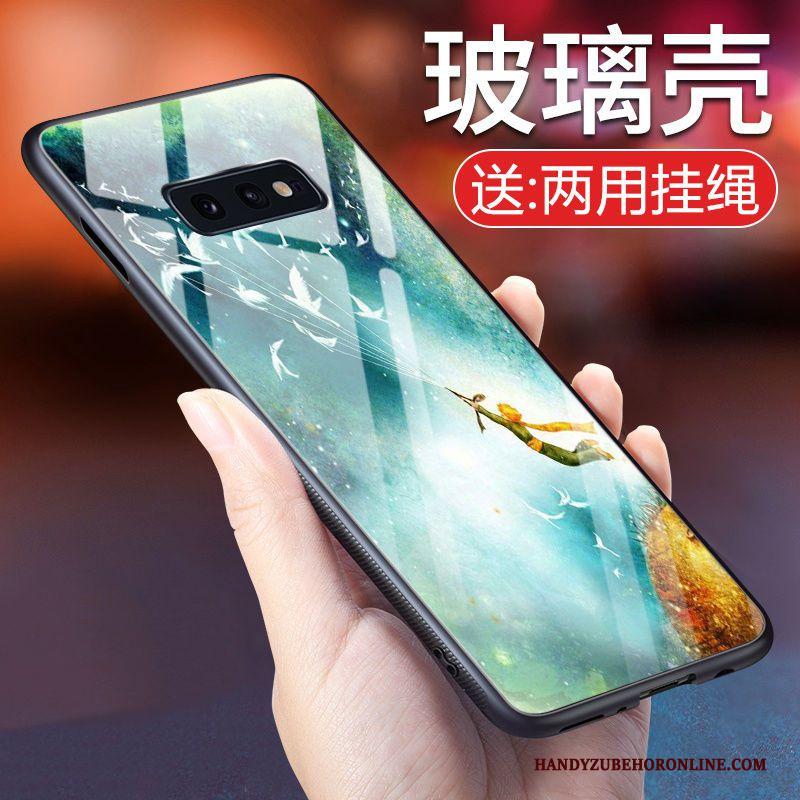 Samsung Galaxy S10e Wind Trendy Merk Hoesje Telefoon Glas Bescherming Ster Blauw