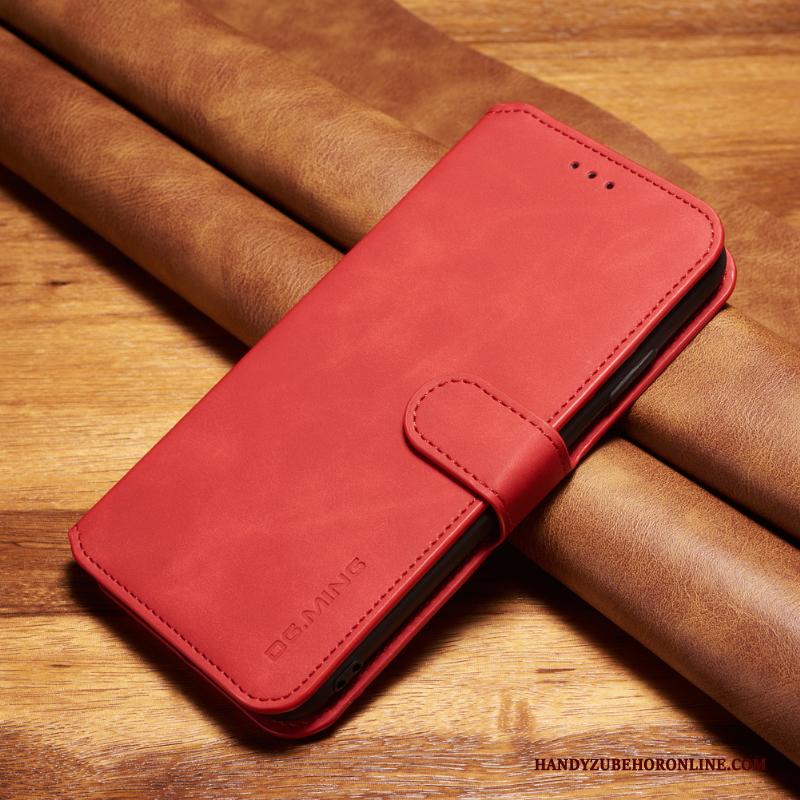 Samsung Galaxy S20+ Hoesje Bedrijf Folio Rood Leren Etui Ster Zacht Vintage