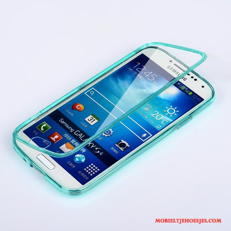 Samsung Galaxy S4 Anti-fall Hoes Groen Doorzichtig Hoesje Telefoon Folio Zacht