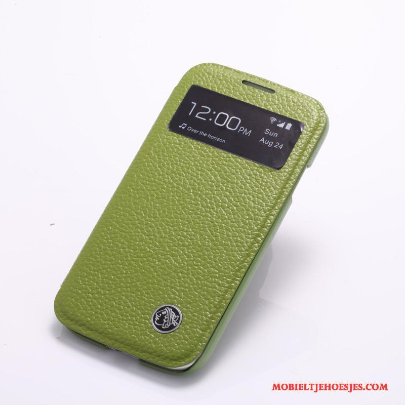 Samsung Galaxy S4 Echt Leer Mobiele Telefoon Bescherming Ster Hoesje Telefoon Leren Etui Groen