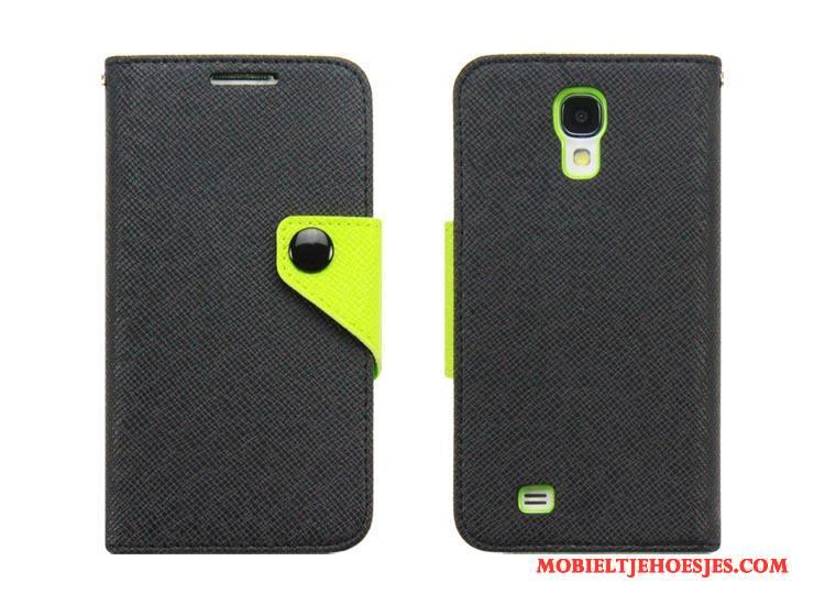 Samsung Galaxy S4 Hoesje Leren Etui Mobiele Telefoon Ondersteuning Ster Zwart Bescherming Hoes