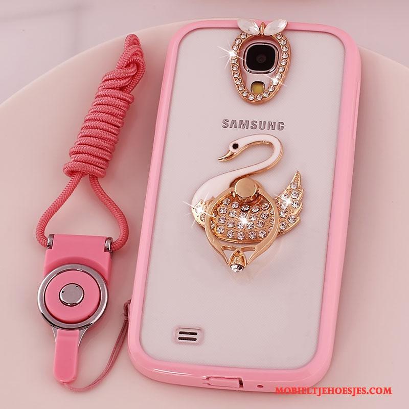 Samsung Galaxy S4 Hoesje Siliconen Doorzichtig Hoes Ster Roze Bescherming Hanger