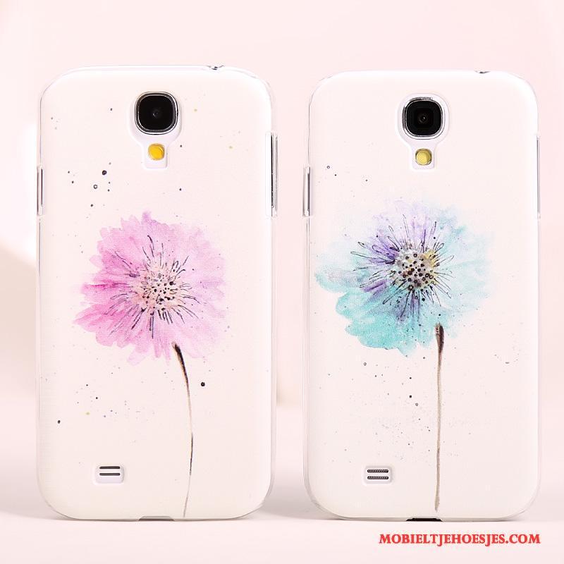 Samsung Galaxy S4 Hoesje Telefoon Bescherming Geschilderd Bloemen Schrobben Hard Geel