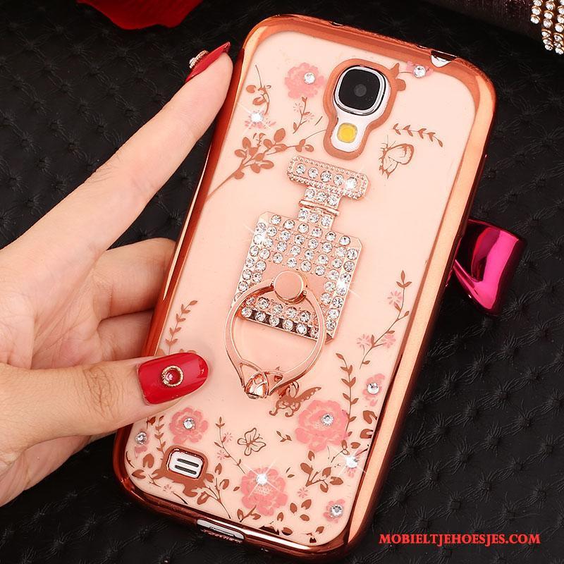 Samsung Galaxy S4 Hoesje Telefoon Met Strass Rose Goud Ster Siliconen Ring