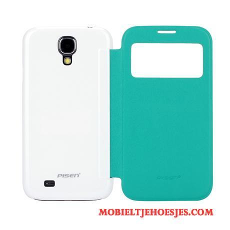 Samsung Galaxy S4 Hoesje Trend Clamshell Ster Windows Blauw Leren Etui Achterklep